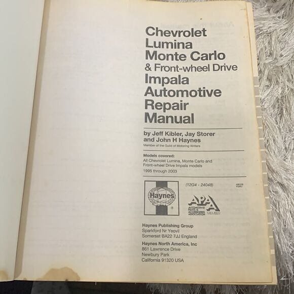 Haynes Repair Manual Chevrolet Lumina, Monte Carlo ‘95-‘03 Impala FWD 2000- 2003 - Picture 10 of 14
